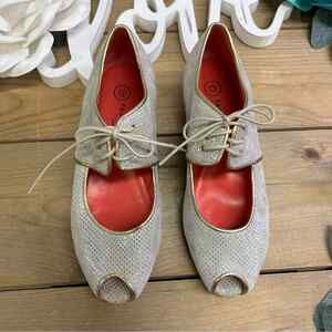 Pas De Rouge Italian Leather Peep Toe Wedges size 36 US 5.5. / 6
